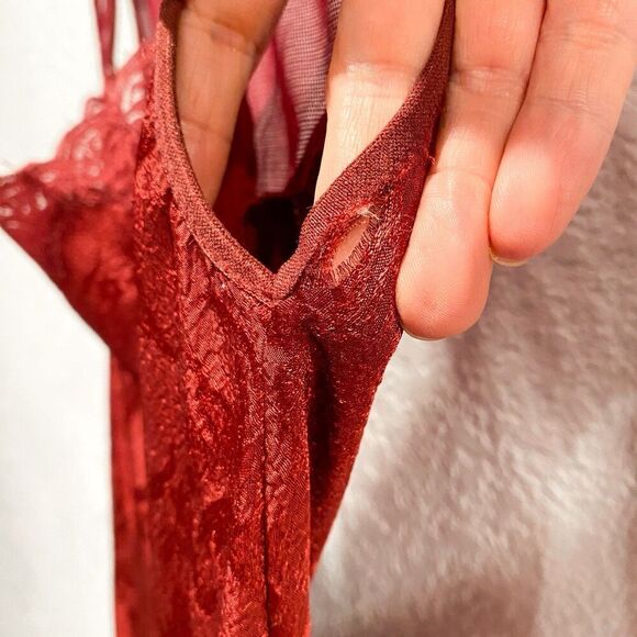 VIntage Victoria's Secret Gold Label Maxi Slip dress Burgundy Nightgown Chemise - Picture 5 of 11